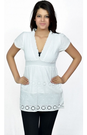 WHITE TOP WITH CHIKANKARI WORK 