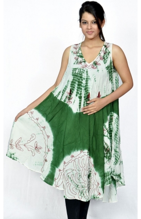  RAYON TIE DYE SUNDRESS  WITH AARI TARI WORK