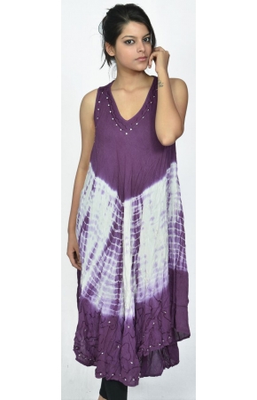 RAYON TIE DYE SUNDRESS  WITH AARI TARI WORK 