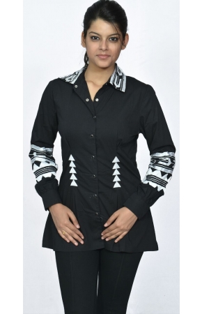 BLACK DESIGNER TOP SPENDEX COTTON FEBRIC