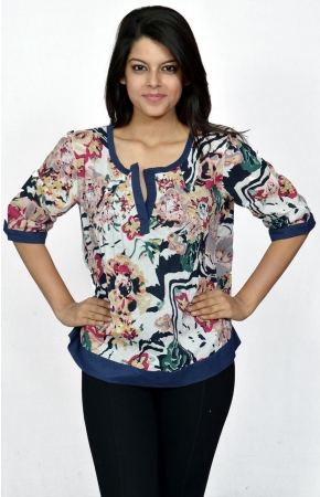 BLUE FLORAL PRINTED TOP 