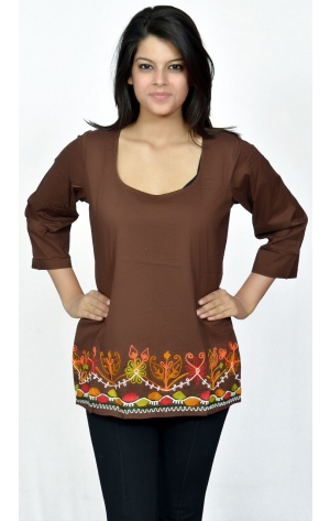  BROWN TOP WITH HAND  WORK