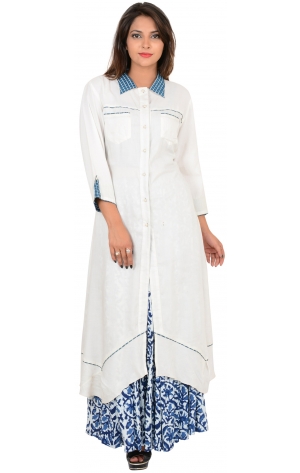 WHITE  LONG KURTI