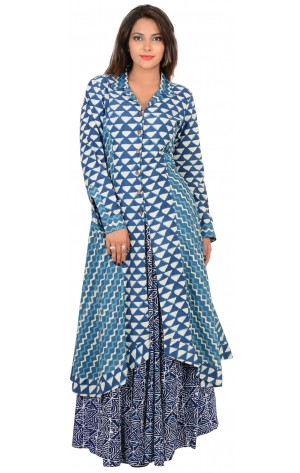 INDIGO BLOCK PRINTED KURTI