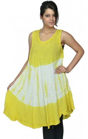 RAYON TIE DYE SUNDRESS  WITH AARI TARI WORK