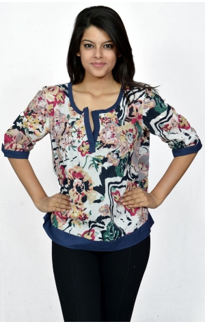 BLUE FLORAL PRINTED TOP 